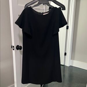 Loft Classic Black Women’s Shift Dress with Scalloped Sleeve Detail 12p